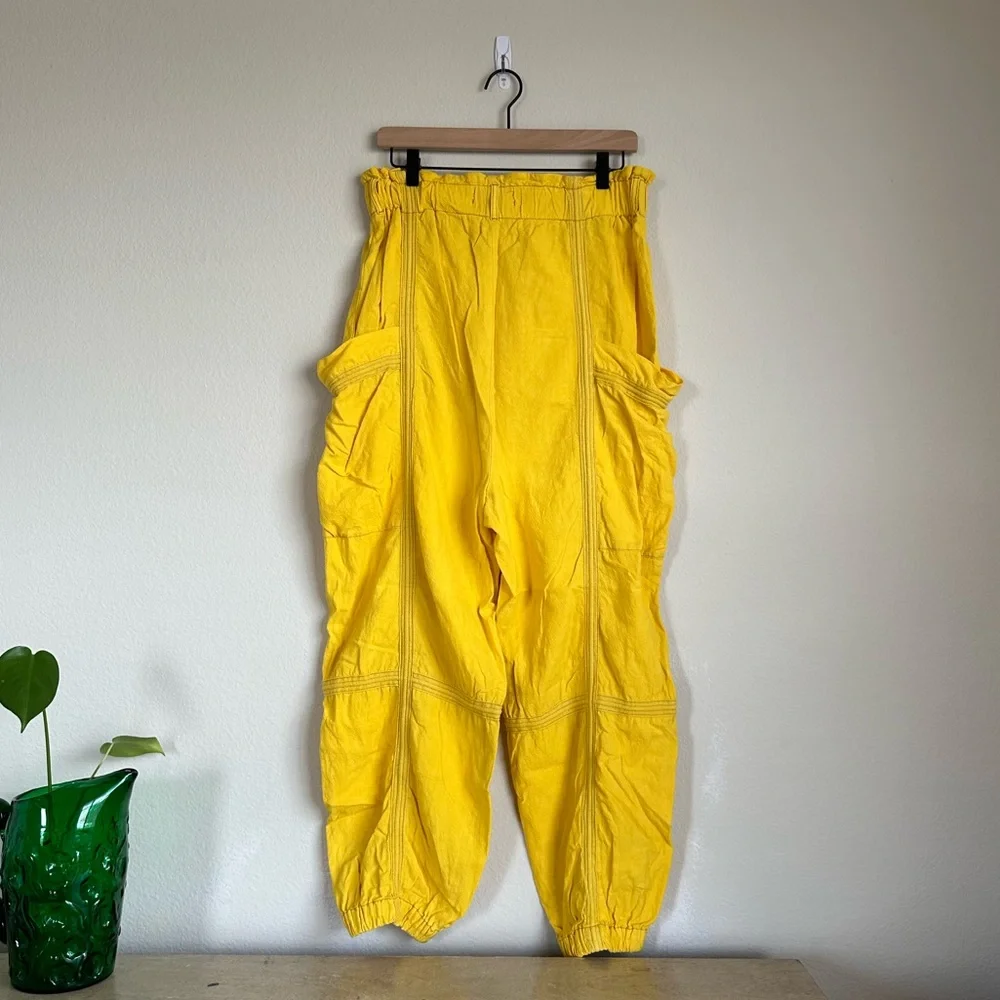 Urban Outfitters Linen Yellow High Rise Cargo Joggers - Picture 8 of 10